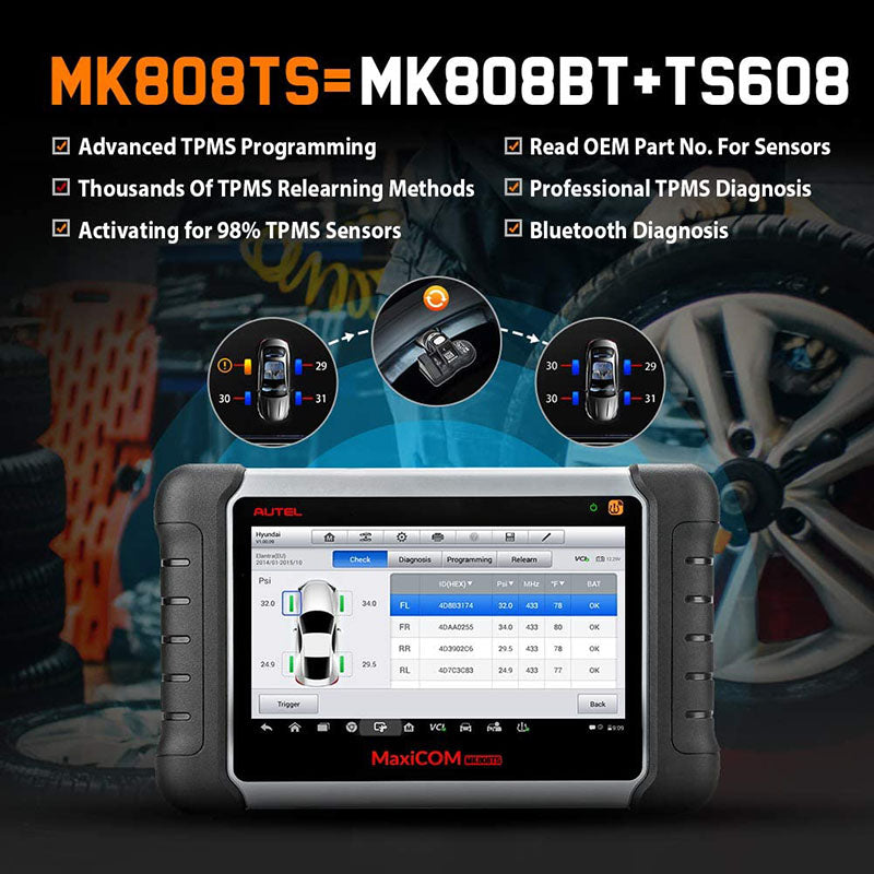 Autel MaxiCOM MK808TS Full System Bluetooth Scanner Car Diagnostic Sca –  VXDAS Official Store